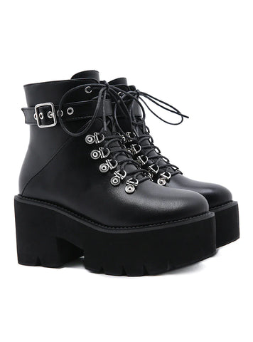 WOMEN'S THICK METAL ROUND HEAD BOOTS