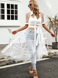 A-LINE MESH PERSPECTIVE DRESS