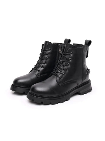 ROUND HEAD FLAT HEEL ZIPPER MARTIN BOOTS