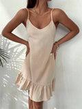 SOLID COLOR SWING SUSPENDER DRESS