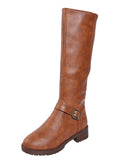 SIDE ZIPPER SQUARE HEEL HIGH-HEELED KNIGHT BOOTS