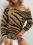 WOMEN HIGH NECK PULLOVER TIGER SWEATER