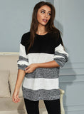 KNITTED LONG SLEEVE STRIPED SWEATER