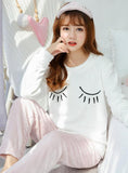LONG SLEEVE CARTOON SLEEPWEAR THIN FLANNEL PAJAMAS SET