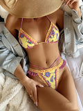 HALTER SWIMSUIT YELLOW STRAP BIKINI