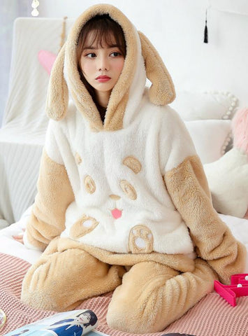 YELLOW BEAR PYJAMAS LONG SLEEVE WINTER SLEEPWEAR