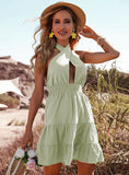 COTTON PLEATED HOLLOW DRESS