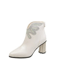 WOMEN'S FASHION RHINESTONE THICK HEEL BOOTS