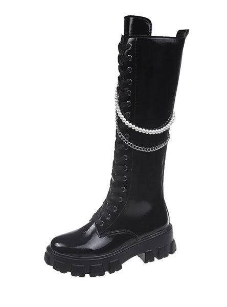 DATONG WAIST TALL TUBE SLIM MARTIN BOOTS