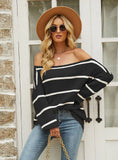 LOOSE STRIPED LONG-SLEEVED PULLOVER SWEATER
