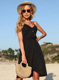 BLACK IRREGULAR SUSPENDER DRESS