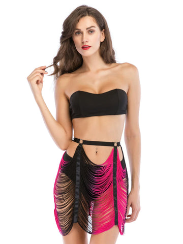 TUBE TOP AND TASSEL TWO-PIECE DRESS