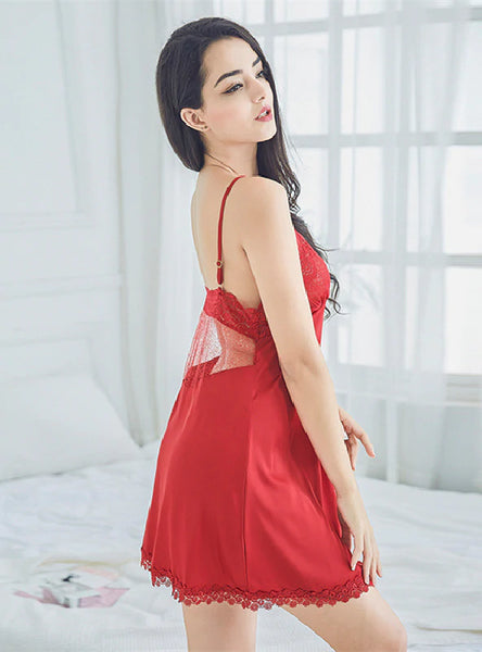 LACE SATIN SUSPENDER NIGHTGOWN LINGERIE