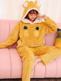 YELLOW PINEAPPLE SMILEY FACE CUTE FLANNEL HOME SERVICE SUIT