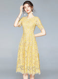 LACE SHORT SLEEVE SUMMER DRESS