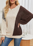 IRREGULAR COLOR MATCHING ROUND NECK SWEATER