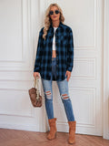 LAPEL LONG SLEEVE LOOSE PLAID SHIRT
