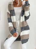 KNITTED CARDIGAN STRIPED COLOR MATCHING COAT
