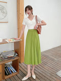 LONG HIGH WAIST PLEATED SKIRT