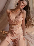 LACE SATIN STITCHING SUSPENDER SKIRT