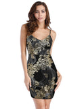 SEXY SLEEVELESS V-NECK SEQUINED DRESS