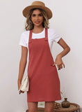 SHORT CASUAL LOOSE COTTON BIB SKIRT