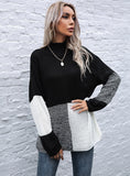 LONG-SLEEVED STITCHING KNITTED BASE SWEATER