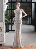 SEQUINED FISHTAIL BEADING GOWN
