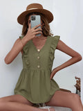 LOOSE RUFFLED V-NECK VEST TOP