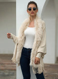 FRINGED CAPE SHAWL CAPE CARDIGAN SWEATER