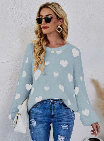 LOVE-COLLARED PULLOVER LONG-SLEEVED SWEATER