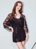 BLACK ICE SILK SLING NIGHTDRESS SUIT