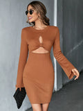 LONG-SLEEVED HOLLOW FLARED SLEEVES DRESS
