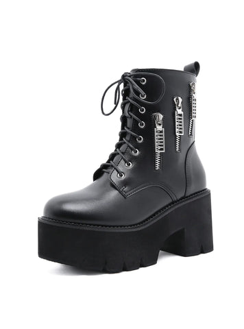 MARTIN DOUBLE ZIPPERS THICK SOLES BOOTS