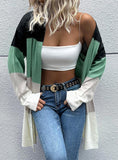 CARDIGAN LONG SLEEVE COLOR MATCHING SWEATER COAT