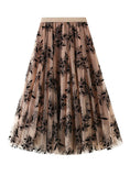 PRINTED FLOCKING GAUZE SKIRT