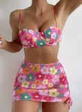 WOMEN PRINT GATHER THREE-PIECE SET