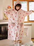 PINK STRAWBERRY SWEET AND LOVELY FLANNEL HOME CLOTHES