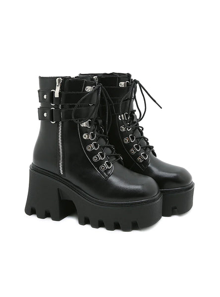 ROUND HEAD MOTORCYCLE SIDE ZIPPER MARTIN BOOTS