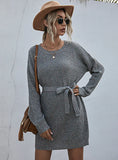 TIE-UP SWEATER LOOSE SWEATER DRESS