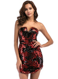STRAPLESS EMBROIDERED SEQUINED DRESS