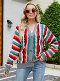 LOOSE KNIT CARDIGAN COLORFUL SWEATER