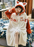 WINTER WOMEN BEIGE WHITE FOX VELVET NIGHTWEAR