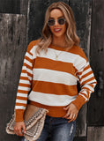 WARM STRIPED STITCHING SWEATER