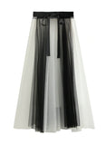 WOMEN SPLICED GAUZE SKIRT