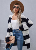 LONG SLEEVE STRIPED SWEATER COAT
