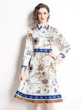 PRINTED SLIM LONG SLEEVE SHIRT DRESS