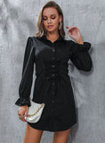 CARDIGAN LONG SLEEVE LAPEL SHIRT DRESS