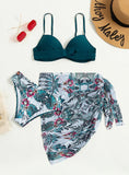 SPLIT HARD-CLAD STEEL SUPPORTING THREE PIECE SWIMSUIT