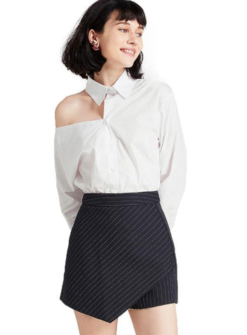 WOMEN SHIRT BUTTON SEXY ASYMMETRIC STREETWEAR